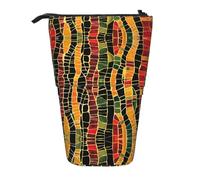 AACPPB Mellow Green Mosaic Wave Print Adjustable Telescopic Case, Expandable Storage for Pens, Makeup, Small Items, Portable Bag