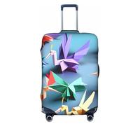 AACPPB Origami Multicolor Papercraft Cranes Tsa Approved Luggage Cover For 18-32 Inch Suitcases Scratch-Resistant Stretch Luggage Cover, White, Small