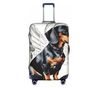 AACPPB Parisian Dachshund Tsa Approved Luggage Cover For 18-32 Inch Suitcases Scratch-Resistant Stretch Luggage Cover, White, XL