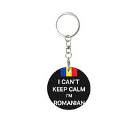 AACPPB Romanian Flag Round Printed Keychain For Men Women Key Ring Gift For Her Him Anniversary Valentine Birthday