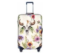 AACPPB Runner Bull Skull Tsa Approved Luggage Cover For 18-32 Inch Suitcases Scratch-Resistant Stretch Luggage Cover, White, S