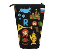 AACPPB Russian Cultural Symbols Print Adjustable Telescopic Case, Expandable Storage for Pens, Makeup, Small Items, Portable Bag
