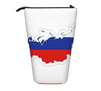 AACPPB Russian Flag Map Print Adjustable Telescopic Case, Expandable Storage for Pens, Makeup, Small Items, Portable Bag