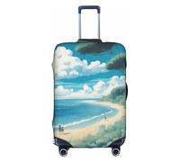 AACPPB Seashells On The Beach Tsa Approved Luggage Cover For 18-32 Inch Suitcases Scratch-Resistant Stretch Luggage Cover, White, Medium