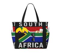 AACPPB South Africa Printed Oversized Beach Tote, Multi-Pocket Travel Bag, Lightweight Waterproof Pool Handbag