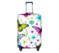 AACPPB Spring Colorful Butterfly Tsa Approved Luggage Cover For 18-32 Inch Suitcases Scratch-Resistant Stretch Luggage Cover, White, Large