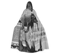 AACPPB Timeless Gray Elephant Print Halloween Hooded Cloak Medieval Renaissance Style Costume Unisex Wizard Role Play