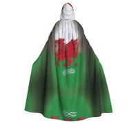AACPPB Welsh Dragon Print Halloween Hooded Cloak Medieval Renaissance Style Costume Unisex Wizard Role Play
