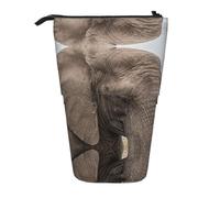 AACPPB Wise Earthy Elephant Print Adjustable Telescopic Case, Expandable Storage for Pens, Makeup, Small Items, Portable Bag