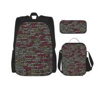 aacxzff 3Pcs School Essentials Programmer Programming Code Print Set for Students:School Bag+Pencil case+Lunch Bag Combination