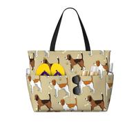 aacxzff Cartoon Beagle Dogs Print Large Capacity Beach Travel Bags with Zipper and Pockets for Travel Vacation Fitness