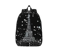 aacxzff Casual Funny Night Paris Eiffel Tower Print Canvas Backpack Cute Bookbag Laptop Backpacks Travel Daypack Unisex