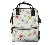 aacxzff Elegant Atomic Stars Retro Pattern Print Mummy backpack Large, Waterproof,Adjustable Straps for Outdoor Activities