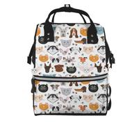 aacxzff Elegant Cat and Dog Faces Bulldog Beagle Labrador Print Mummy backpack Large, Waterproof,Adjustable Straps for Outdoor Activities