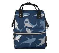 aacxzff Elegant Ocean Shark Print Mummy backpack Large, Waterproof,Adjustable Straps for Outdoor Activities