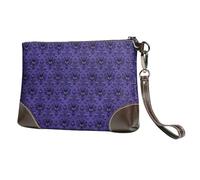 aacxzff Haunted Mansion Print Leather clutch cowhide Wristlet Organizer Bag for Evening Events Date Nights Wedding