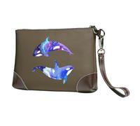 aacxzff Orca Killer Whale Print Leather clutch cowhide Wristlet Organizer Bag for Evening Events Date Nights Wedding