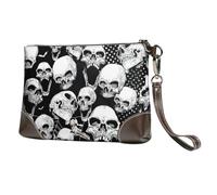 aacxzff skull background Print Leather clutch cowhide Wristlet Organizer Bag for Evening Events Date Nights Wedding