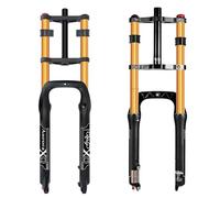 AADDFDD 20/26 inch 4.0 Fat Tire Bike Air Suspension Fork - 190mm Travel, 135mm Hub Spacing, QR 9mm, Double Crown Shock Absorber for MTB Snow Beach E-Bike(Gold Fork,20 inch)