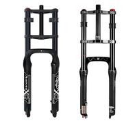 AADDFDD 20/26 inch 4.0 Fat Tire Bike Air Suspension Fork - 190mm Travel, 135mm Hub Spacing, QR 9mm, Double Crown Shock Absorber for MTB Snow Beach E-Bike(Black Fork,26 inch)