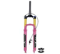 AADDFDD 26 27.5 29 MTB Suspension Fork Travel 140mm, AIR-34 Rebound Adjust 1-1/8" XC/AM Mountain Bike Front Forks 9mm QR - Pink(Tapered Remote,27.5 inch)