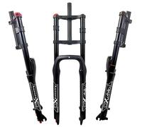 AADDFDD 26 inch 4.0 Fat Tire E-Bike Air Suspension Fork, 100mm Travel Straight Tube Manual Lockout Double Shoulder Electric Bicycle Front Forks for Snow Beach(Black Fork)