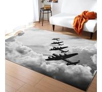 AADDFDD Carpet, Black and White Retro Cloud Airplane 3D Aisle Long Carpet Floor mat Living Room Home Carpet Bedroom Villa Entrance Corridor Carpet