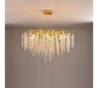 AADDFDD Crystal Tree Branches Chandeliers Gold Luxury Round Raindrop Pendant Light Fixture Ceiling Hanging Light for Dining Room Bedroom Living Room Entryway D80CM Gold