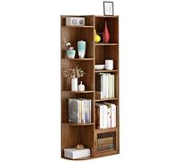 AADDFDD Kitchen Shelves, 3-Tier Staggered Bookcase, Bamboo Bookshelf Organizer with Door, Free Standing Storage Shelving Unit, for Bedroom Living Room Home Décor Easy Assemble (A 60 * 25 * 151cm)