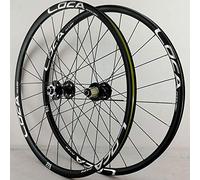 AADDFDD MTB Bike Wheels 26/27.5/29 Inch Bicycle Wheelset Disc Brake 6 Pawl Ultralight Double Layer Alloy Rim Quick Release 7-12 Speed 24 Holes (Color : Black Hub silver label, Size