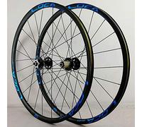 AADDFDD MTB Bike Wheels 26/27.5/29 Inch Bicycle Wheelset Disc Brake 6 Pawl Ultralight Double Layer Alloy Rim Quick Release 7-12 Speed 24 Holes (Color : Black Hub blue label, Size 2