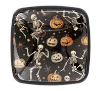 AADFAEWR 4 Pieces Drawer Knobs Cabinet Knobs Pulls Halloween Skeletons Pumpkins Stars Patterns