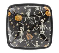 AADFAEWR 4 Pieces Drawer Knobs Cabinet Knobs Pulls Halloween Skeletons Pumpkins Stars Patterns