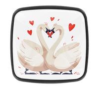 AADFAEWR 4 Pieces Drawer Knobs Cabinet Knobs Pulls Swans Love with Red Heart