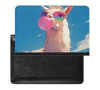 AADFAEWR Passport Holder for Travel Alpaca Rainbow Sunglasses with Pink Bubble Pu Leather Passport Cover Case with Card Slot