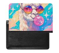 AADFAEWR Passport Holder for Travel Alpaca Rainbow Sunglasses with Pink Bubble Pu Leather Passport Cover Case with Card Slot