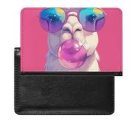 AADFAEWR Passport Holder for Travel Alpaca Rainbow Sunglasses with Pink Bubble Pu Leather Passport Cover Case with Card Slot