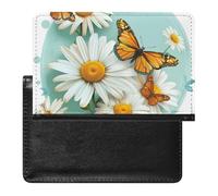 AADFAEWR Passport Holder for Travel Butterflies Daisies Flowers Pu Leather Passport Cover Case with Card Slot