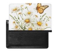 AADFAEWR Passport Holder for Travel Butterflies Daisies Flowers Pu Leather Passport Cover Case with Card Slot