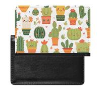 AADFAEWR Passport Holder for Travel Cactus Green Cacti Pattern Pu Leather Passport Cover Case with Card Slot