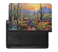 AADFAEWR Passport Holder for Travel Colorful Cacti Desert Sunset Landscape Pu Leather Passport Cover Case with Card Slot