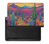 AADFAEWR Passport Holder for Travel Colorful Cacti Desert Sunset Landscape Pu Leather Passport Cover Case with Card Slot