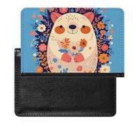 AADFAEWR Passport Holder for Travel Cute Hedgehog with Flowers Pu Leather Passport Cover Case with Card Slot