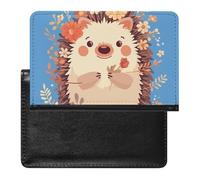 AADFAEWR Passport Holder for Travel Cute Hedgehog with Flowers Pu Leather Passport Cover Case with Card Slot