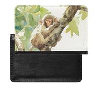 AADFAEWR Passport Holder for Travel Cute Monkey Hanging On Tree Pu Leather Passport Cover Case with Card Slot