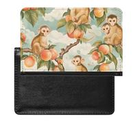 AADFAEWR Passport Holder for Travel Cute Monkey Peach Patterns Pu Leather Passport Cover Case with Card Slot