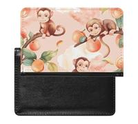 AADFAEWR Passport Holder for Travel Cute Monkey Peach Patterns Pu Leather Passport Cover Case with Card Slot