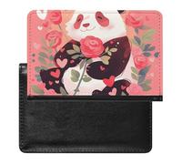 AADFAEWR Passport Holder for Travel Cute Panda with Roses Flowers Pu Leather Passport Cover Case with Card Slot