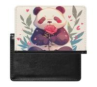 AADFAEWR Passport Holder for Travel Cute Panda with Roses Flowers Pu Leather Passport Cover Case with Card Slot