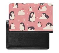 AADFAEWR Passport Holder for Travel Cute Penguins Pattern Pink Pu Leather Passport Cover Case with Card Slot